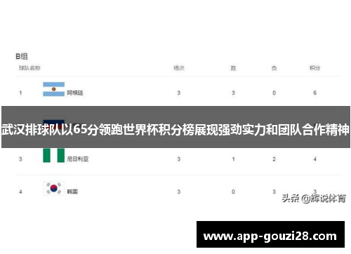 武汉排球队以65分领跑世界杯积分榜展现强劲实力和团队合作精神